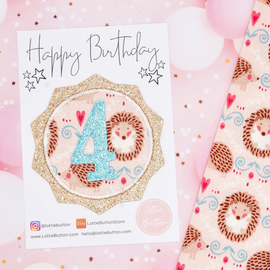 Hedgehog Birthday Badge