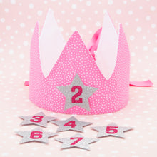 Load image into Gallery viewer, Grow With Me Pink Fabric Birthday Crown
