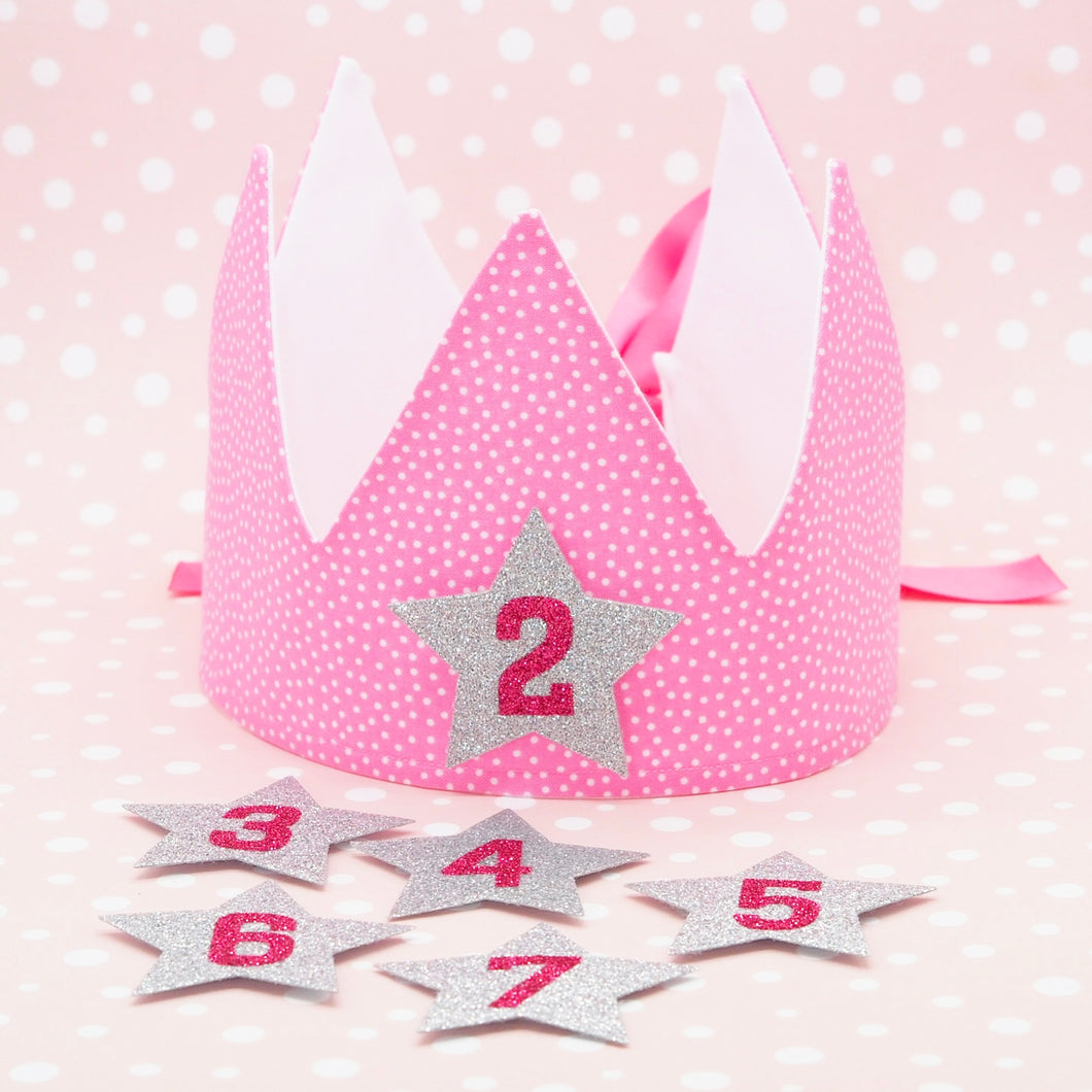 Grow With Me Pink Fabric Birthday Crown