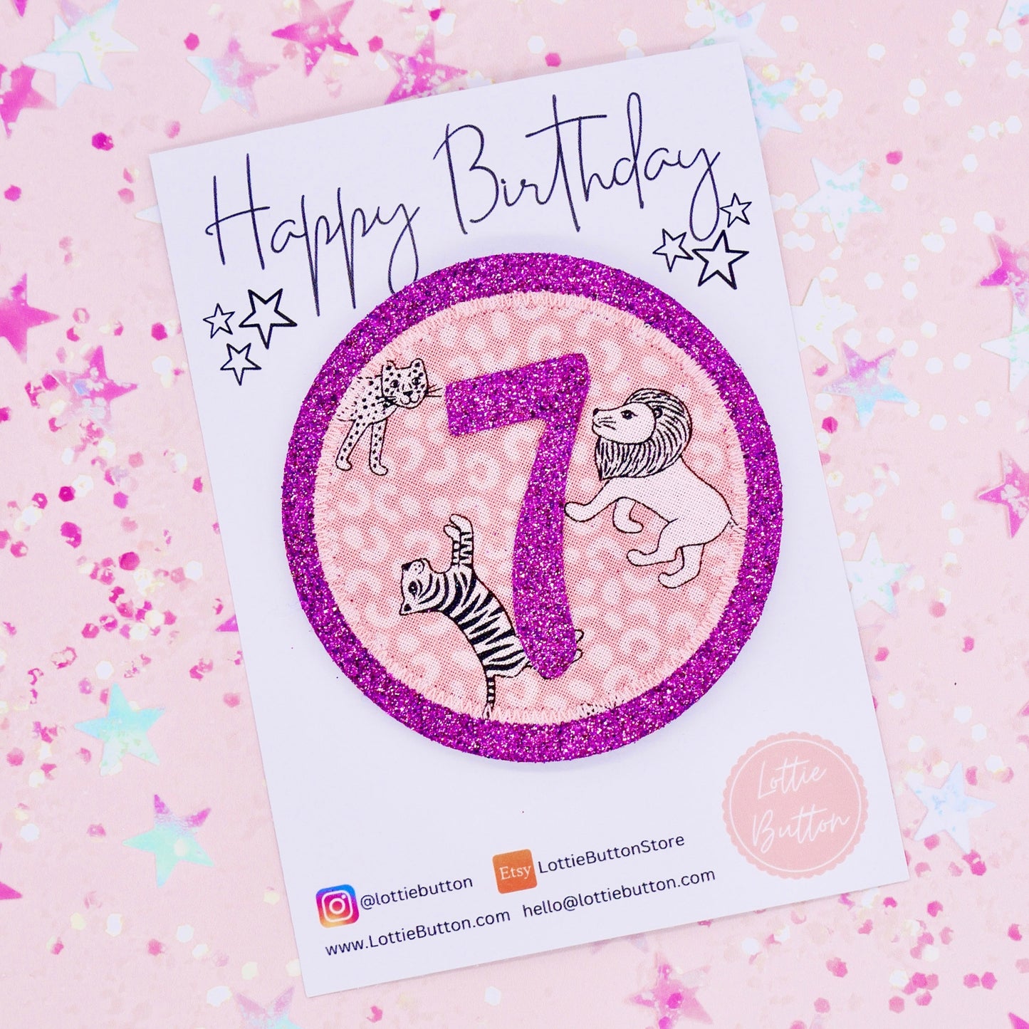 Pink Safari Birthday Badge