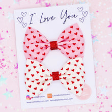 Load image into Gallery viewer, Heart Print Valentines Hair Bows
