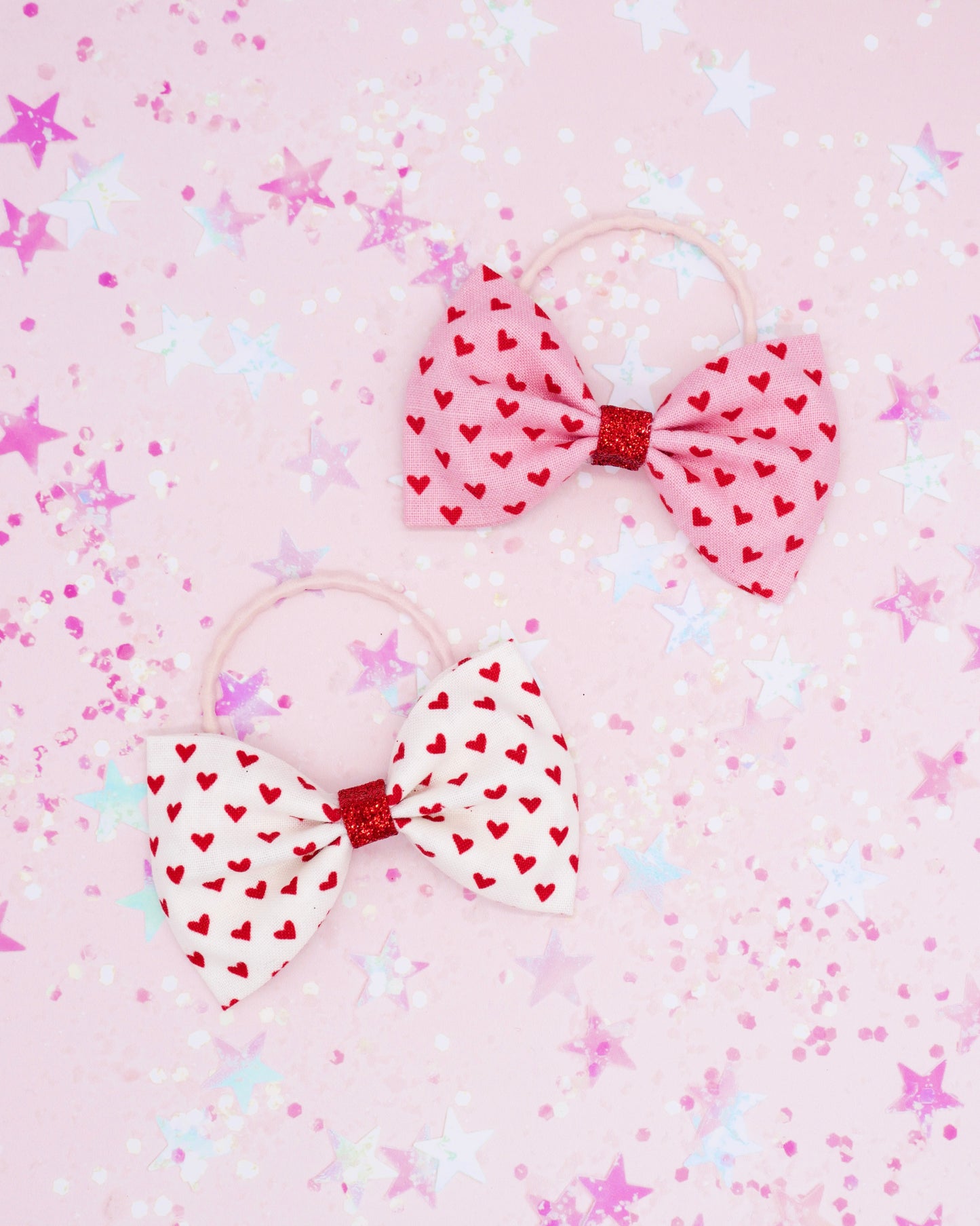 Heart Print Valentines Hair Bows