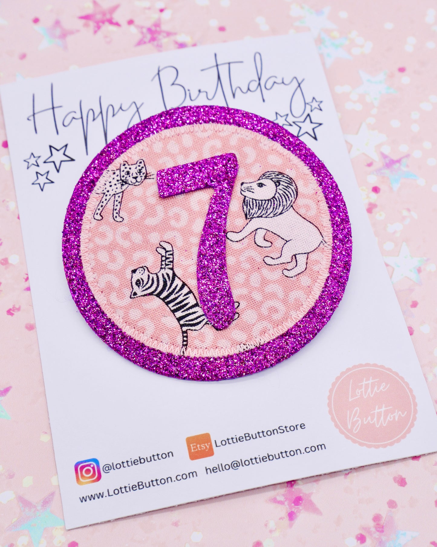 Pink Safari Birthday Badge