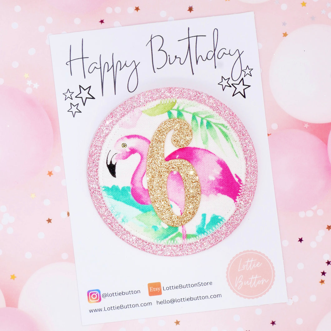 Flamingo Birthday Badge