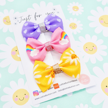 Load image into Gallery viewer, Trio Of Happy Print Bows
