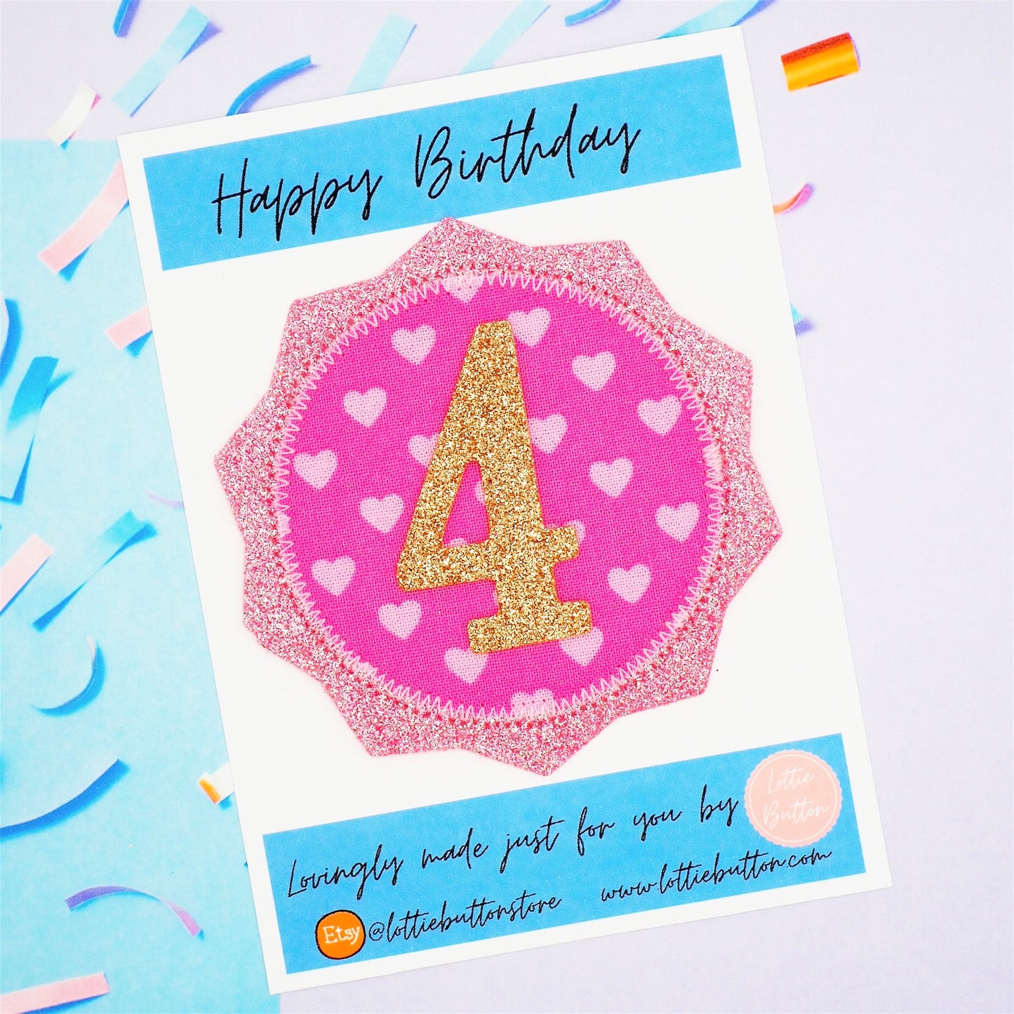 Pink Heart Birthday Badge