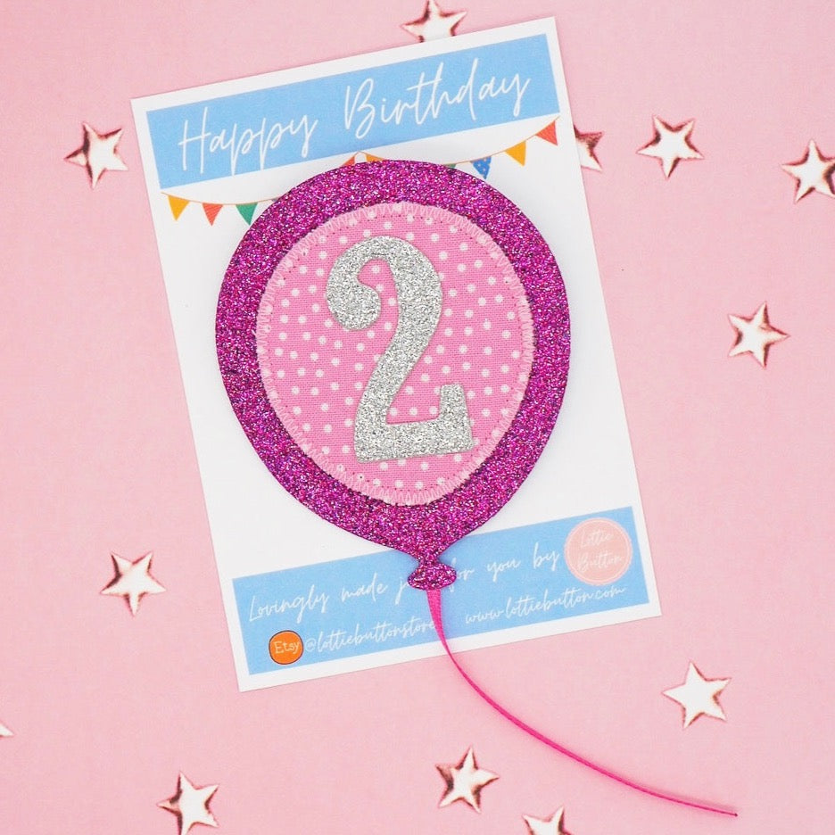 Pink Birthday Balloon Badge