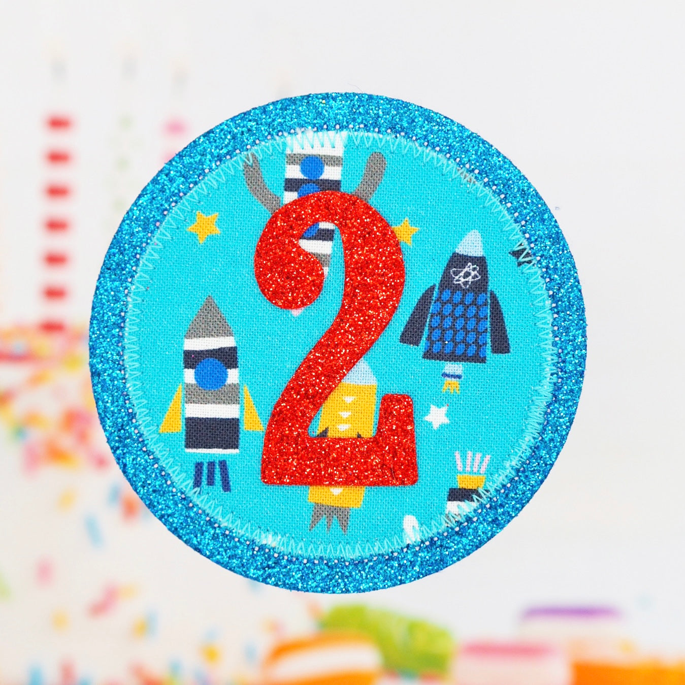 Space Rocket Birthday Badge