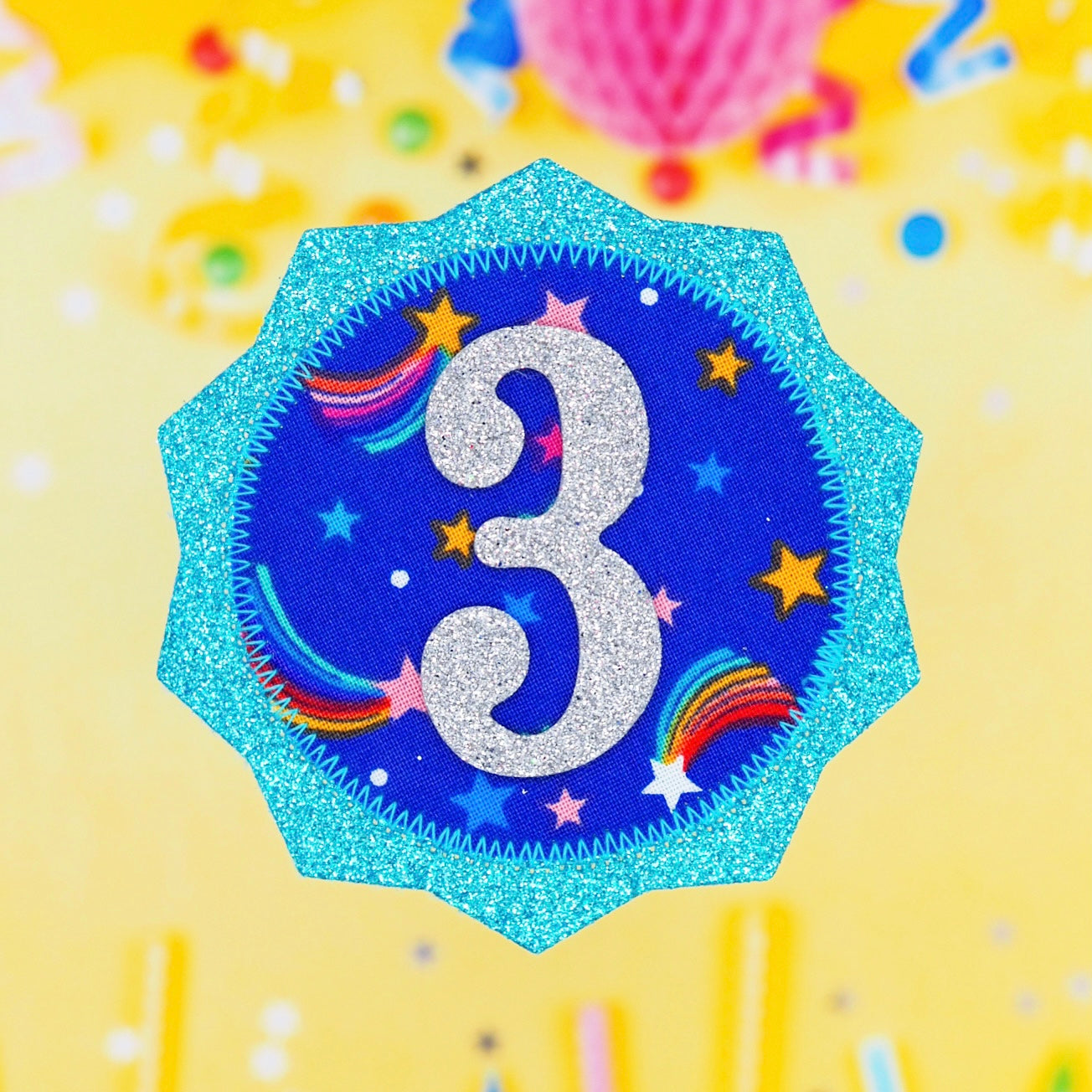 Blue Shooting Star Birthday Badge