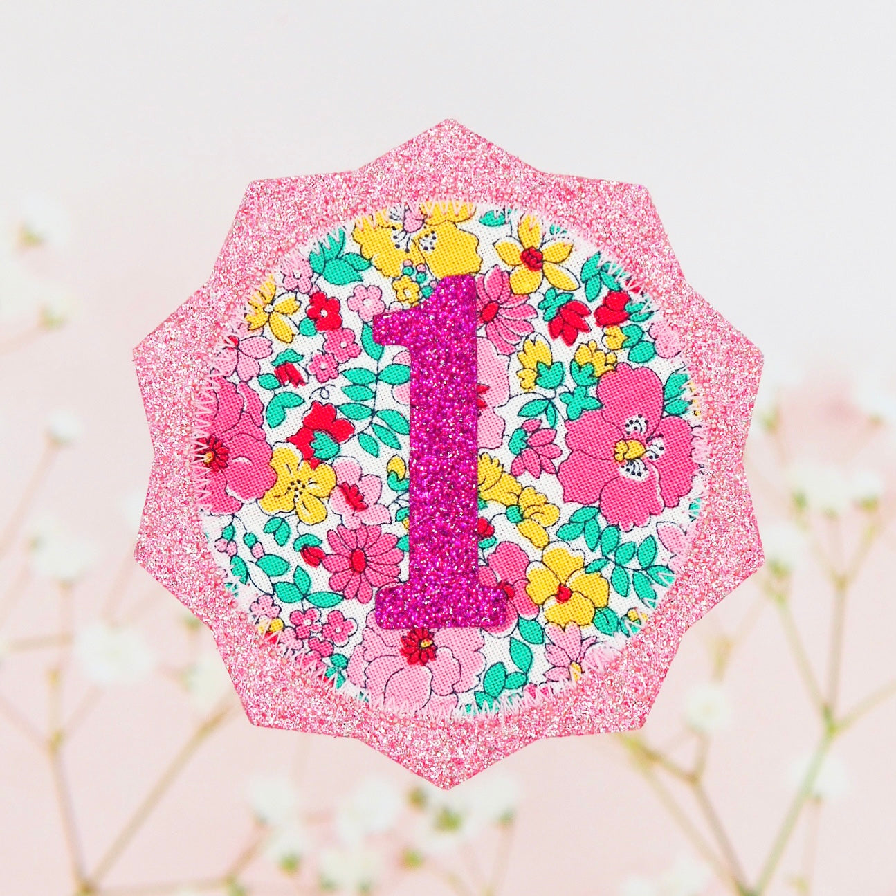 Pink Liberty Floral Birthday Badge