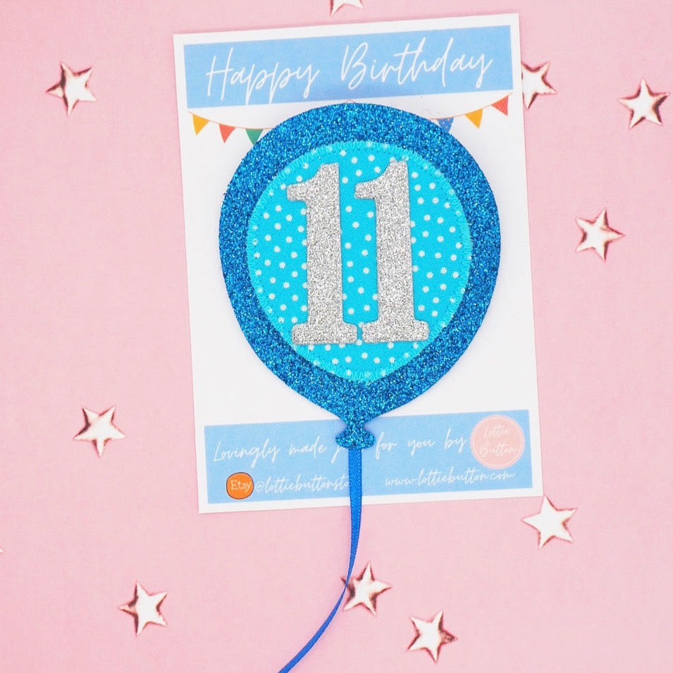 Blue Birthday Balloon Badge