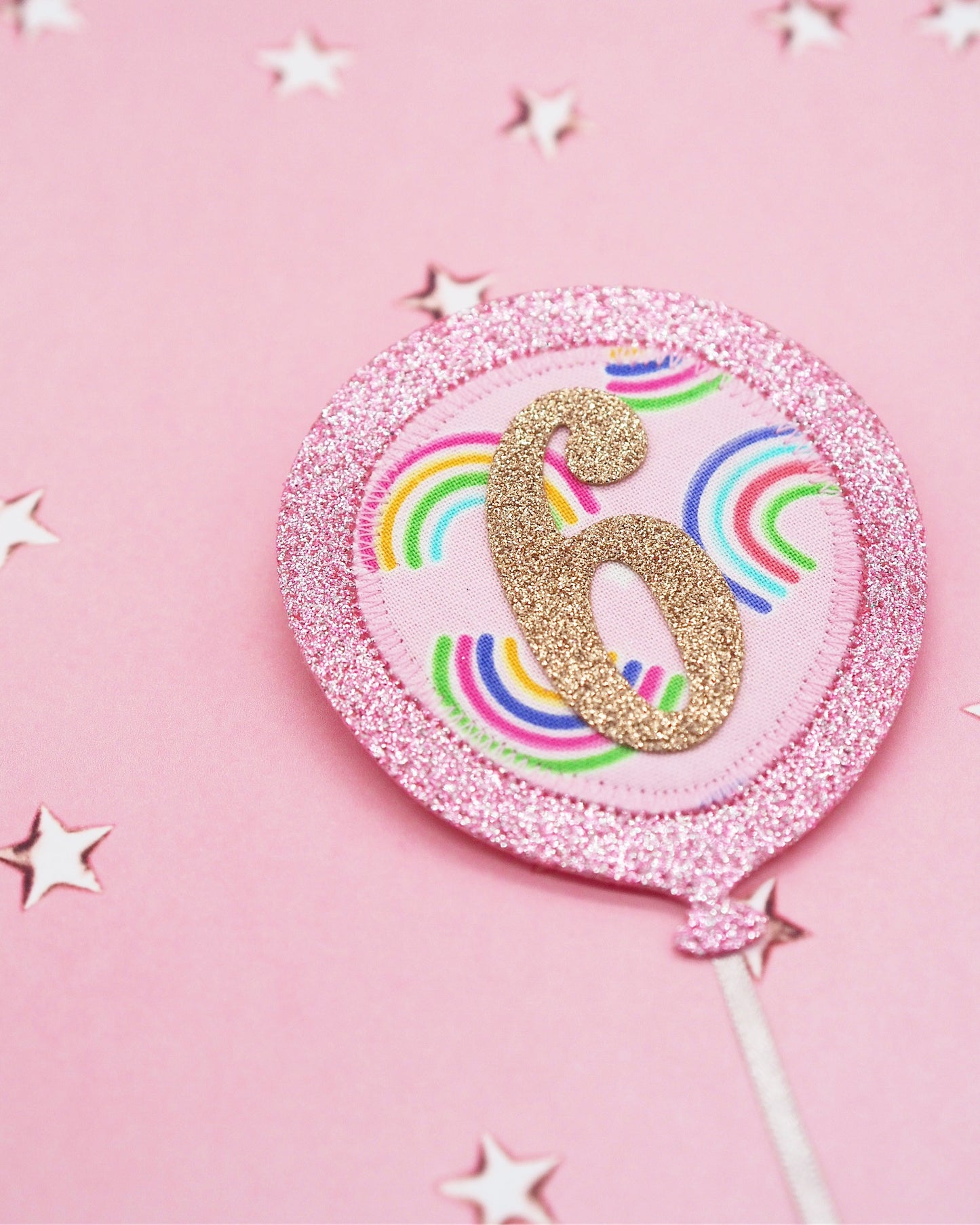 Pink Rainbow Birthday Balloon Badge