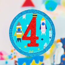 Load image into Gallery viewer, Space Rocket Birthday Badge
