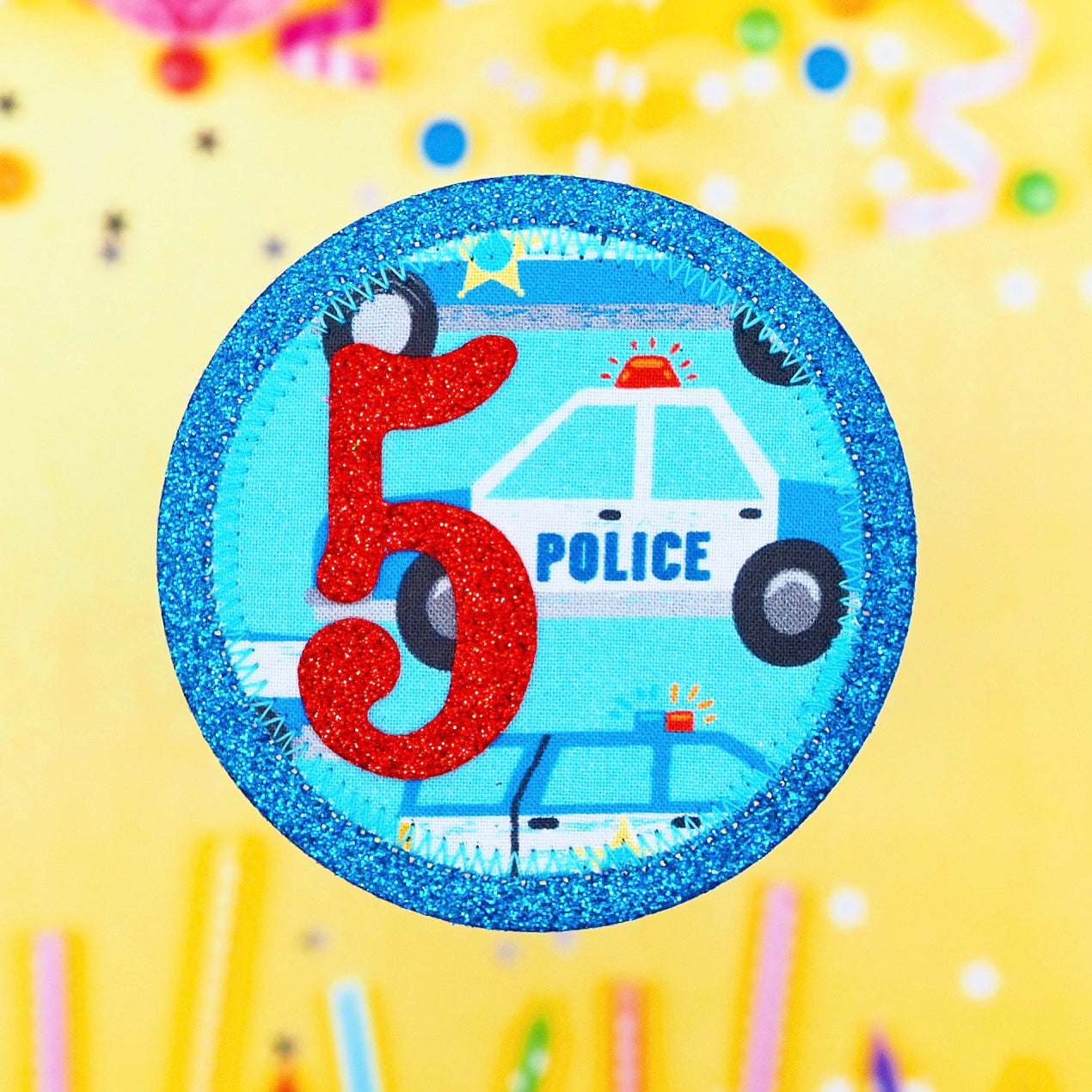 Police Car Birthday Badge