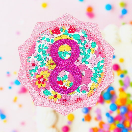 Pink Liberty Floral Birthday Badge