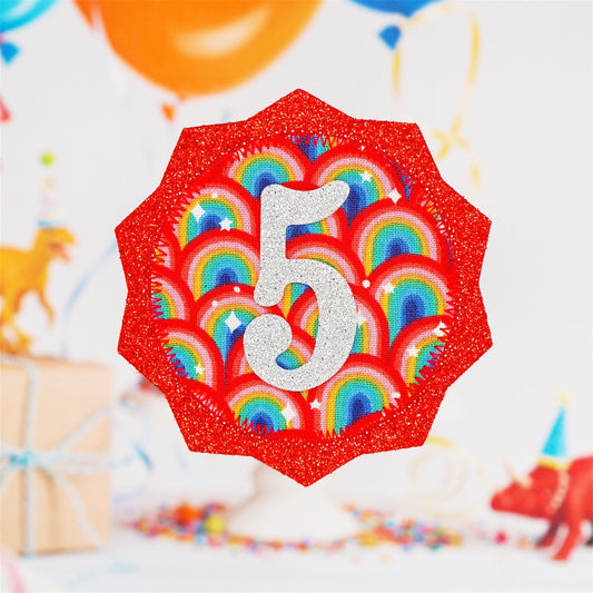 Red Rainbow Birthday Badge