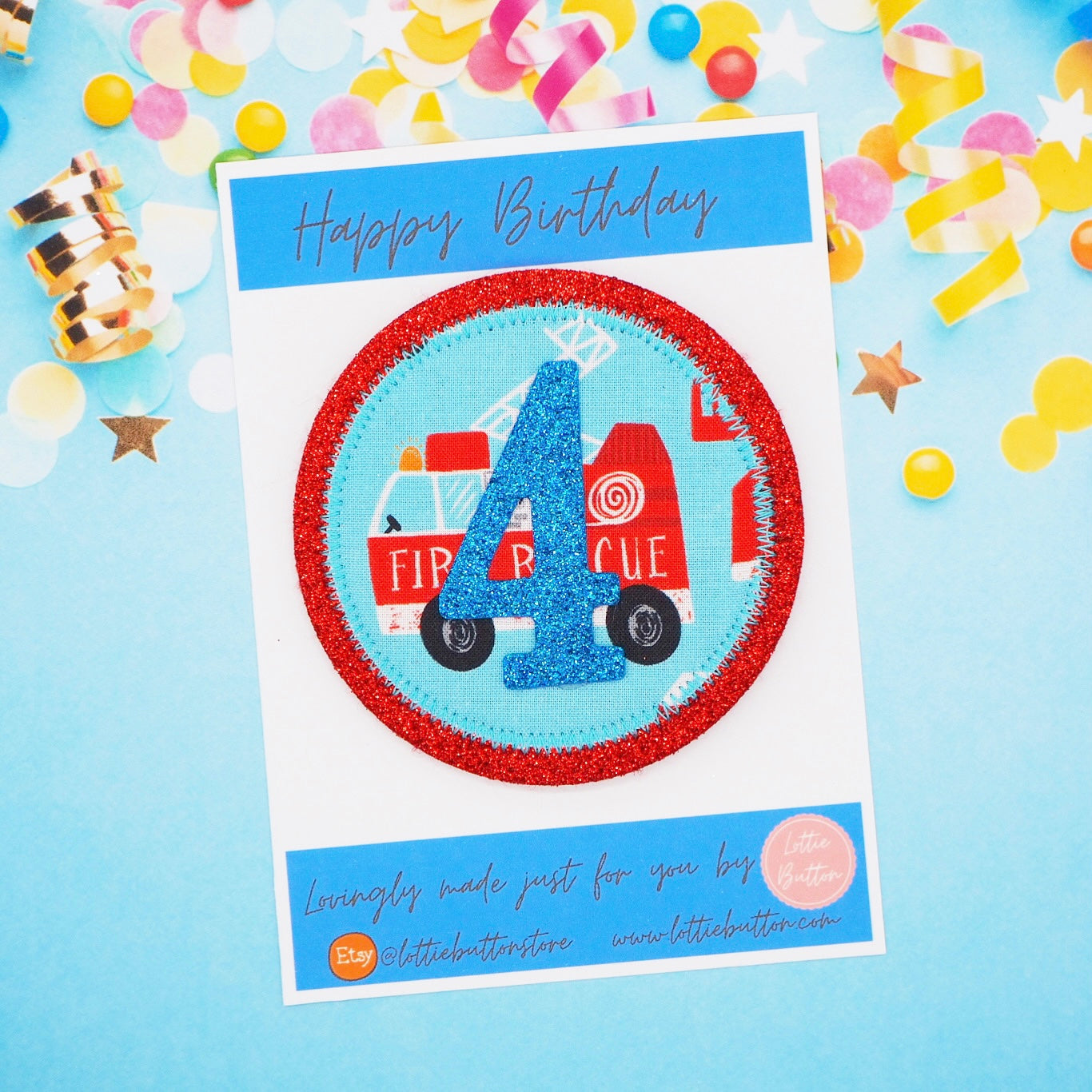 Fire Truck Birthday Badge