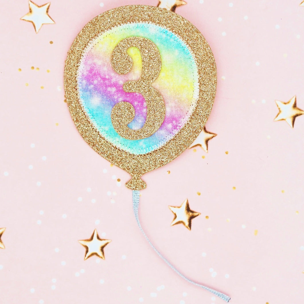 Pastel Rainbow Birthday Balloon Badge