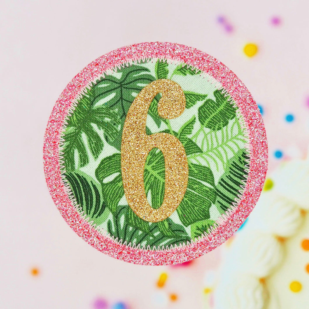 Pink Wild Leaf Birthday Badge