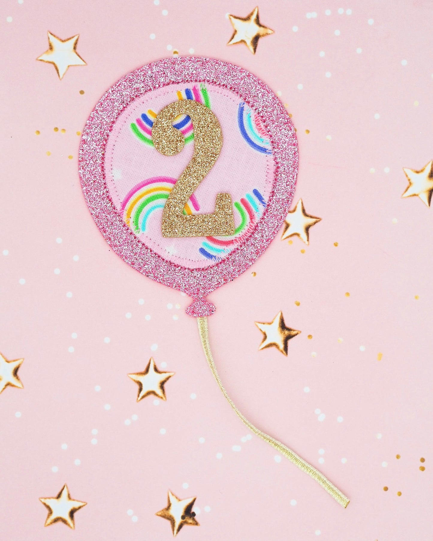 Pink Rainbow Birthday Balloon Badge