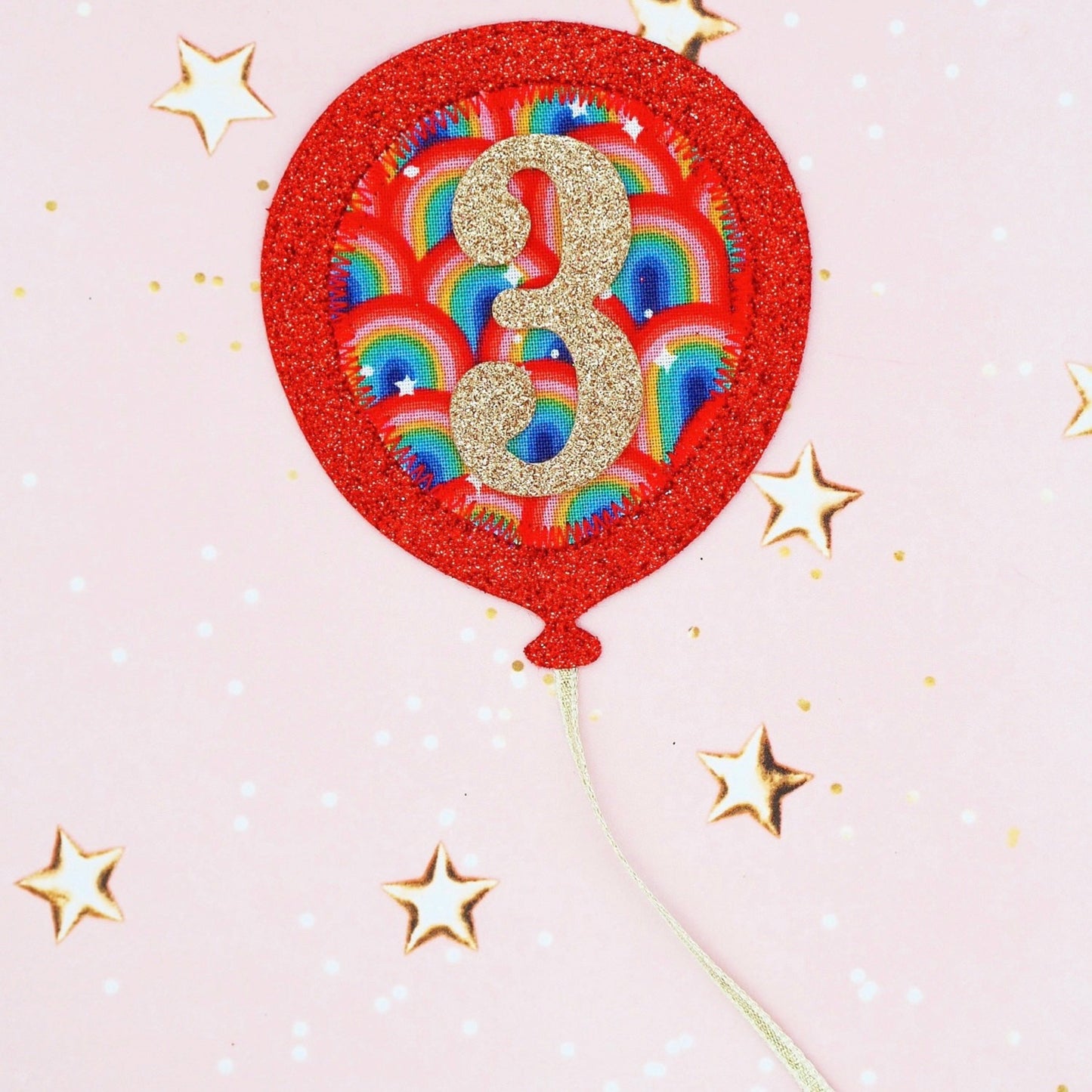 Red Rainbow Birthday Balloon Badge