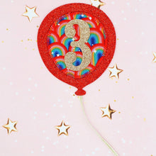 Load image into Gallery viewer, Red Rainbow Birthday Balloon Badge
