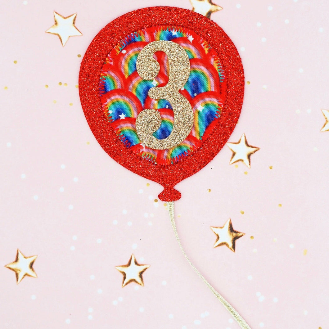 Red Rainbow Birthday Balloon Badge