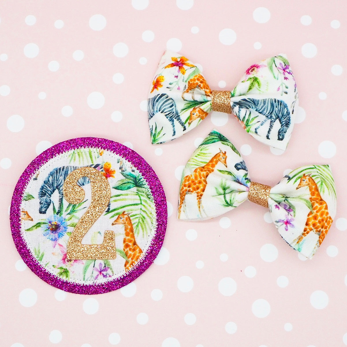 Giraffe & Zebra Birthday Badge